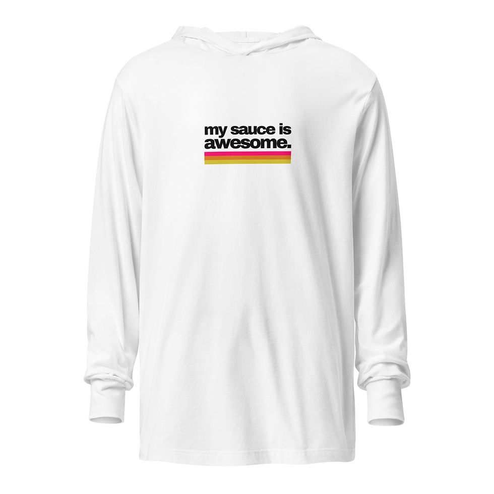 "Awesome Sauce" White Hooded long-sleeve tee