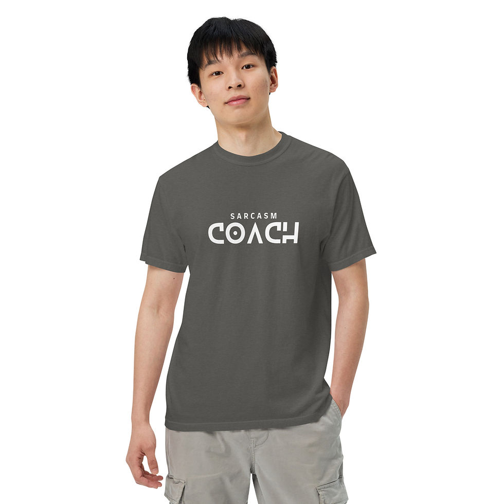 Thumbnail: "Sarcasm Coach" Men's garment-dyed heavyweight t-shirt