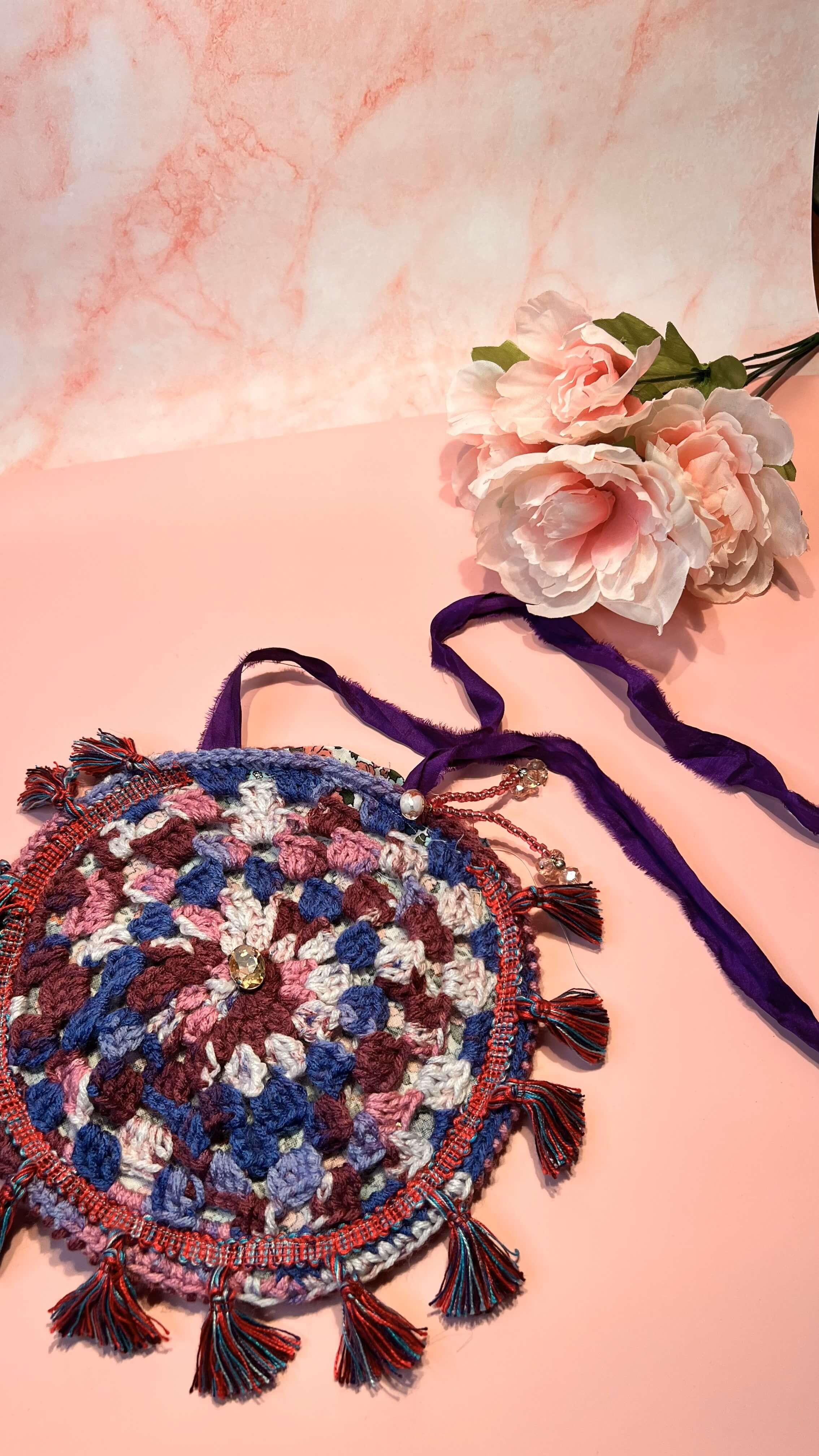 Crochet Granny Circle Bag | Boho