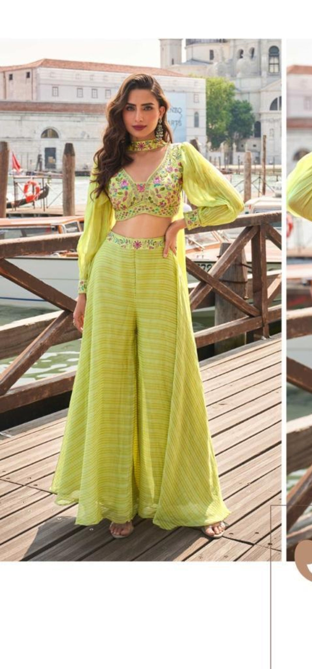 Fresh Lime Green Indowestern 