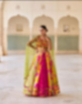 Hot Pink & Yellow Floral Lehenga Set