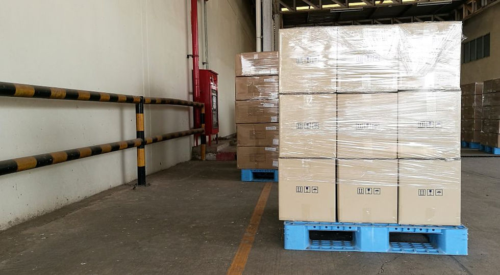 Plastic pallets in a factory