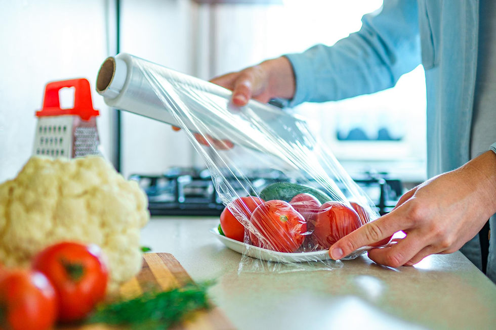 Storing vegetables in cling wrap