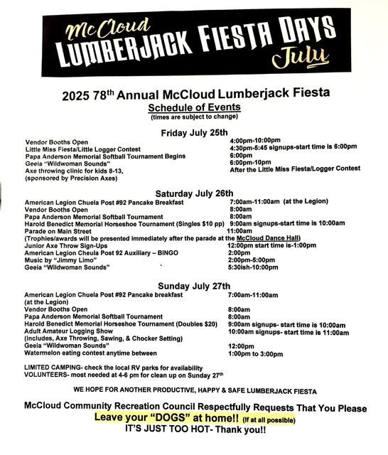 2025 McCloud Lumberjack Festival