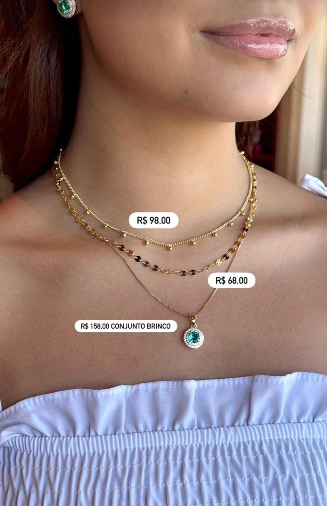 👉 Conjunto Colar + Brinco ✨