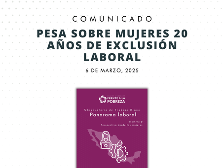 Pesa sobre mujeres 20 años de exclusión laboral