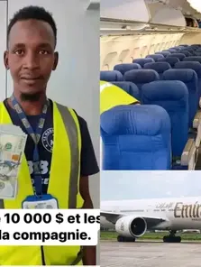 Un agent d'entretien avion ✈️ ramasse une somme de 10 000 $ soit 100 Millions FG dans un avion et les remets à la compagnie.