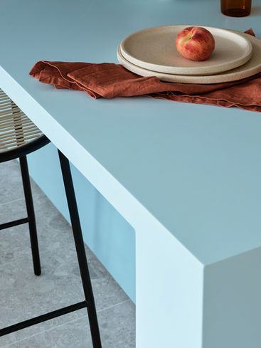 Light Blue Decorative Film Dining Table