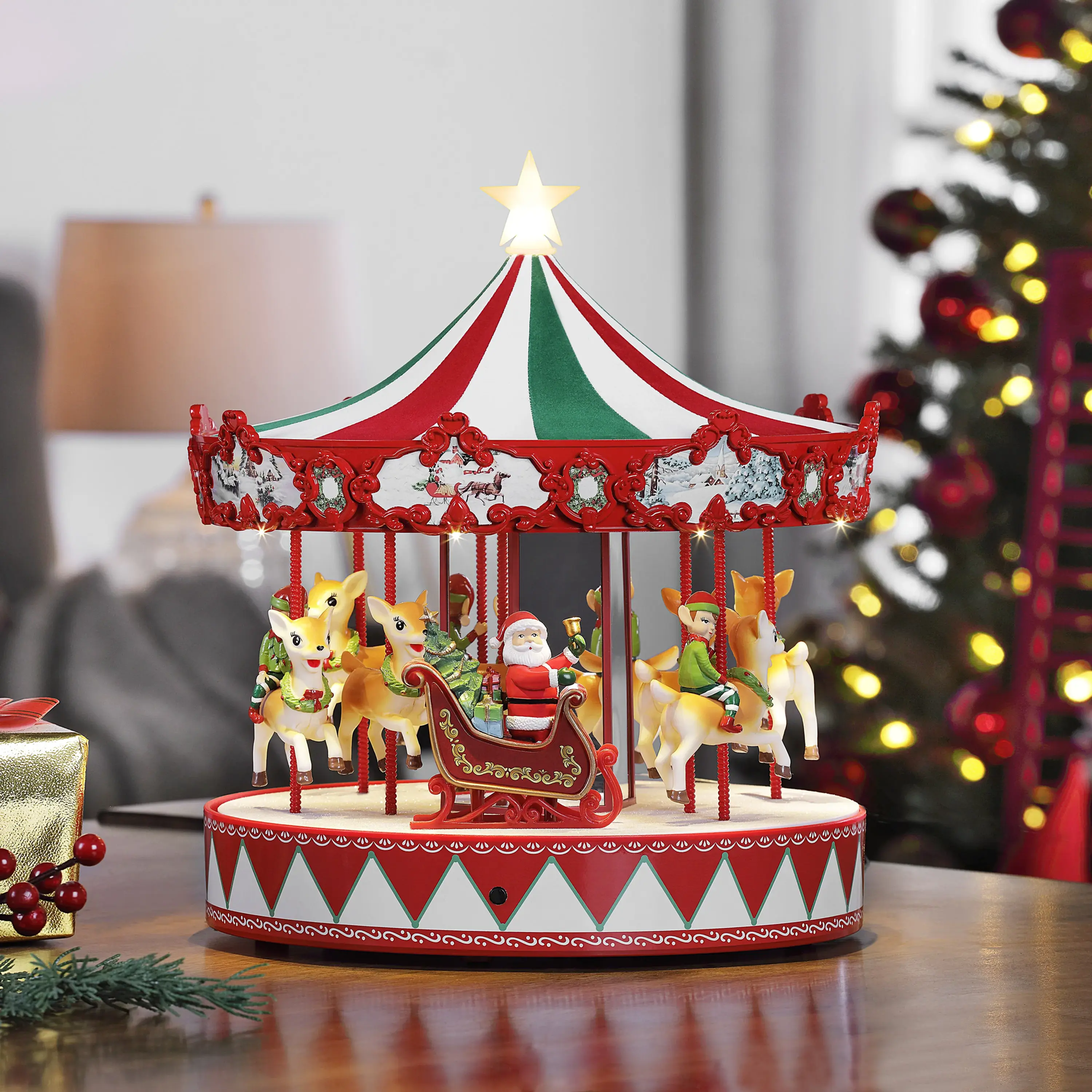 The festive Vintage Carousel Mr Christmas 35,56εκ.κωδ.27641  worldfamilytime.com