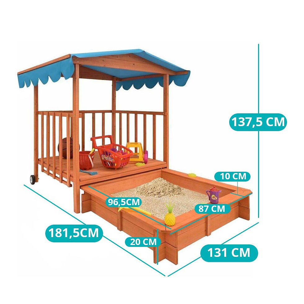 Μικρογραφία: Αμμοδόχος Παιχνιδόσπιτο , στέγη σκιαστρο & ροδάκια   κωδ.ZHOP10009201