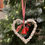 Μικρογραφία: Ξύλινη καρδιά λευκή μικρή με 2 κόκκινα κουδουνάκια κωδ: BEL194