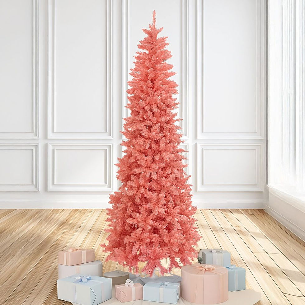 Χριστουγεννιάτικο δένδρο "PINK SLIM TREE" σε στενή γραμμή και χρώμα ροζ. Το ύψος του είναι 180εκ και  www.worldfamilytime.com