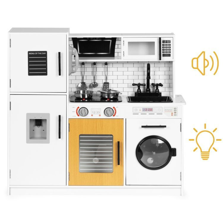 Μικρογραφία: Μεγάλη ξύλινη παιδική κουζίνα με πλυντήριο, ήχους+φώτα Κωδ.  MSPLK562 www.worldfamilytime.com