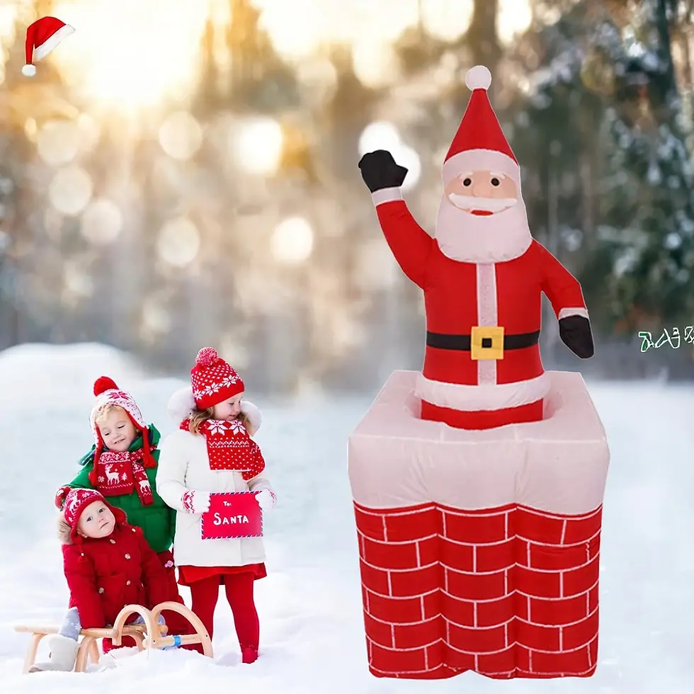 Άγ. Βασίλης στην Καμινάδα Φουσκωτός με φώτα  Υ157εκ. κωδ. HOP1001455  worldfamilytime.com