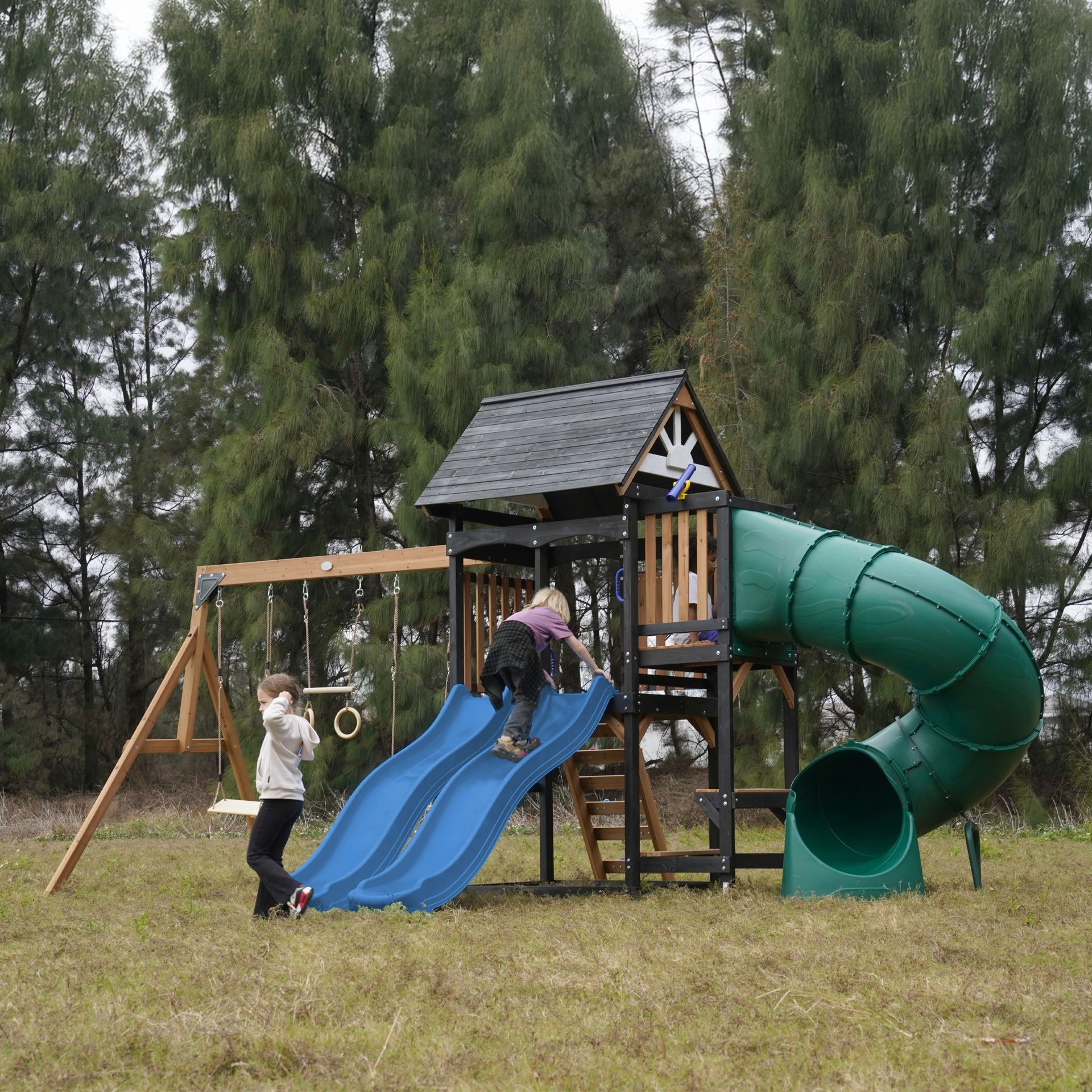 Μεγάλη Παιδ.Χαρά Premium Διπλή Τσουλήθρα πράσινη Play Tower κωδ. A03050900 , www.worldfamilytime.com