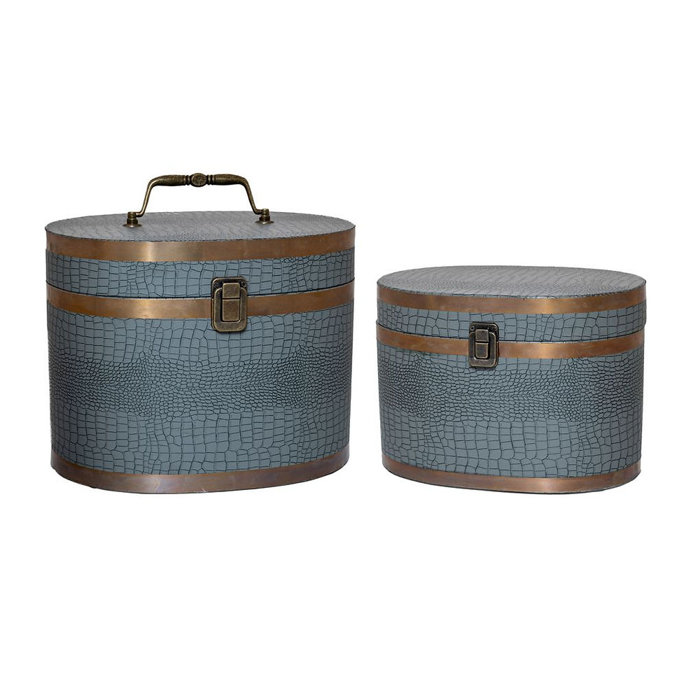 Μπαουλάκι γκρι/μπλε Σετ των 2 Κωδ. Η85327 www.worldfamilytime.com