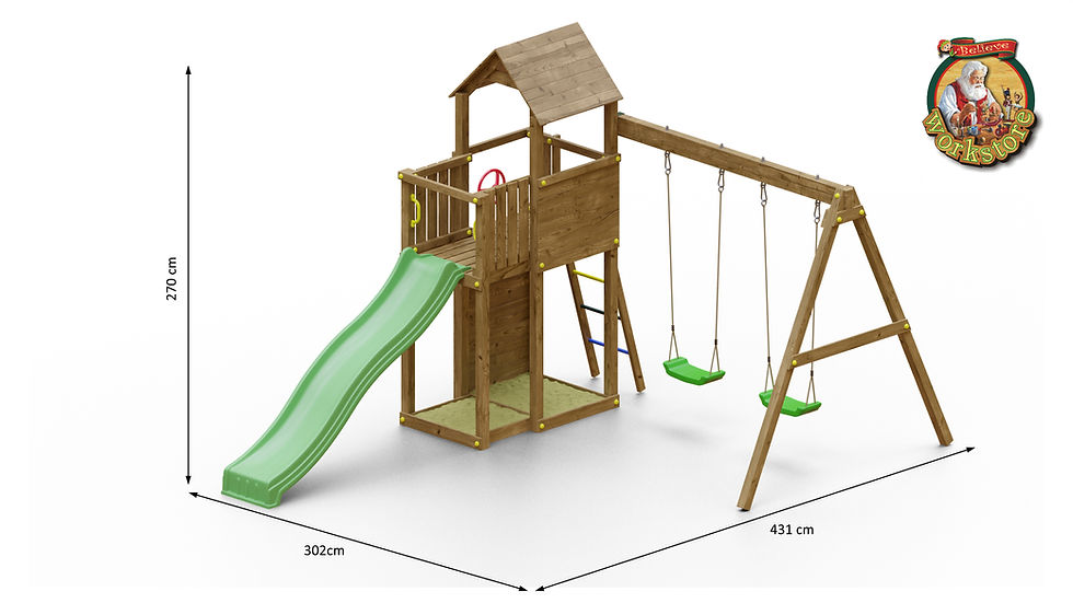 Μικρογραφία: Παιδική χαρά "Boomer 3"Σπιτάκι,Βεράντα, διπλή αμμοδόχο κωδ. FS05100 www.worldfamilytime.com