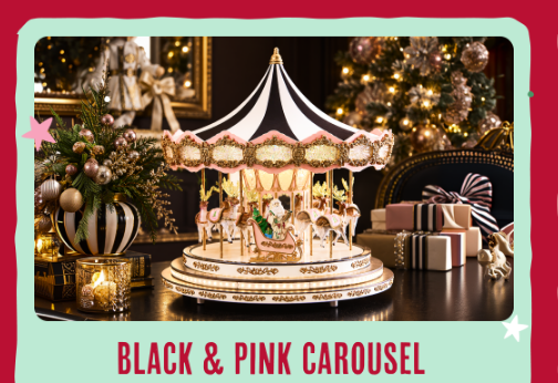 New Regal Black Pink Carousel Υ44εκ. Mr. Christmas κωδ. 69441 ,www.worldfamilytime.com