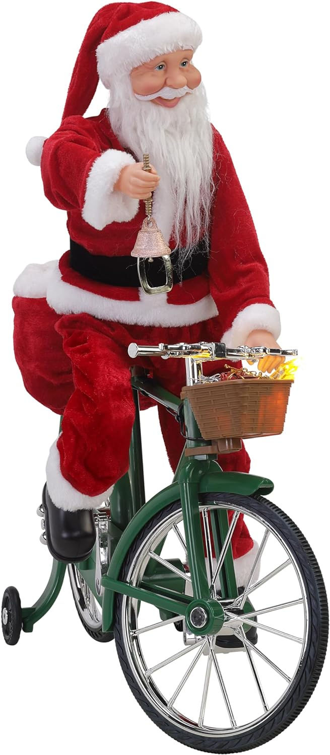 Μικρογραφία: Mr.Christmas Αγ.Βασίλης κάνει Ποδήλατο ευθεία & γύρω από Δέντρο Υ56εκ.κωδ. 30491