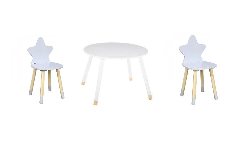 Παιδικό τραπεζάκι ξύλινο Σετ+2 καρέκλες γκρι Κωδ. J12715231 www.worldfamilytime.com
