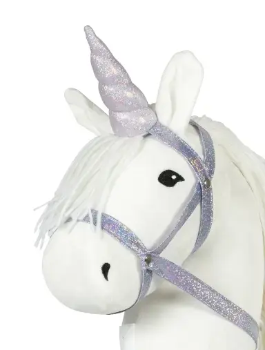 Μικρογραφία: Αξεσουάρ για άλογο κοντάρι "Κέρατο μονόκερου",καπίστρι Μωβ γκλίτερ κωδ. TO184375 www.worldfamilytime.com