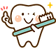 歯ブラシを持った歯のイラスト