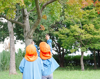 紅葉と園児