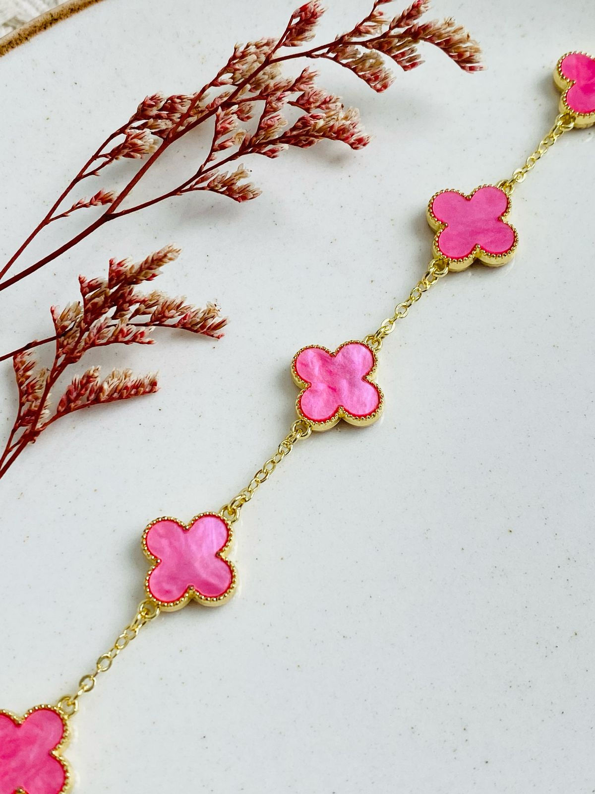 Fuchsia Clover Bracelet