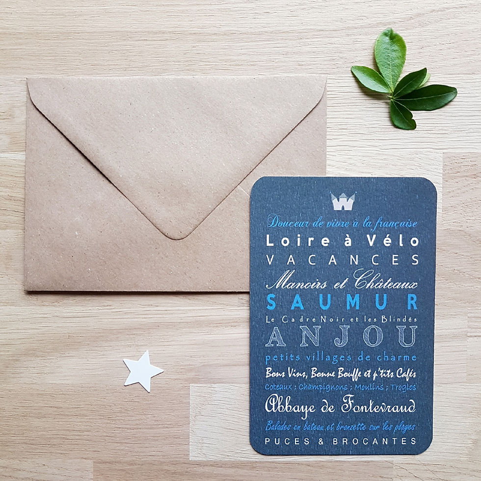 Carte Saumur mots (bleu) - Flavie la ringlette