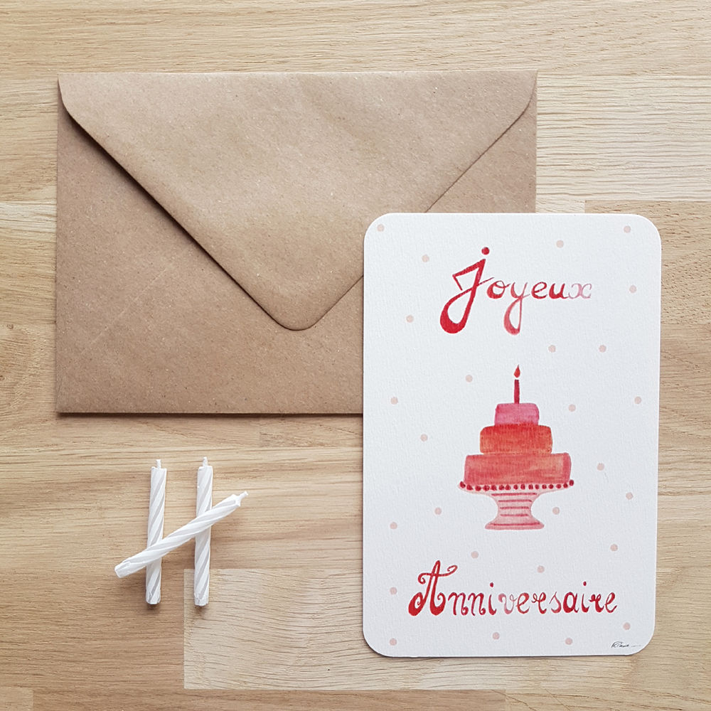 Carte Joyeux anniversaire (gâteau) - Flavie la ringlette