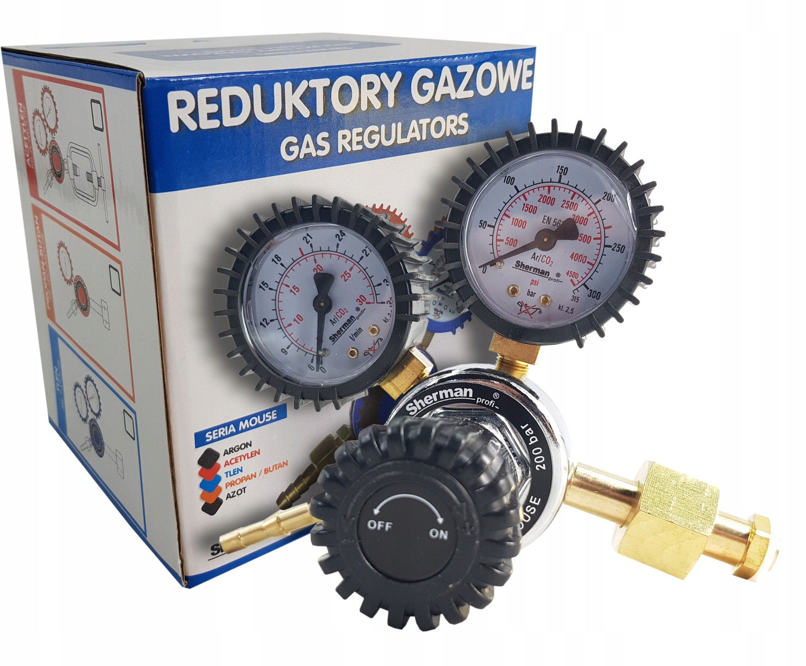 Gassregulator til CO2 MOUSE Sherman 200 bar