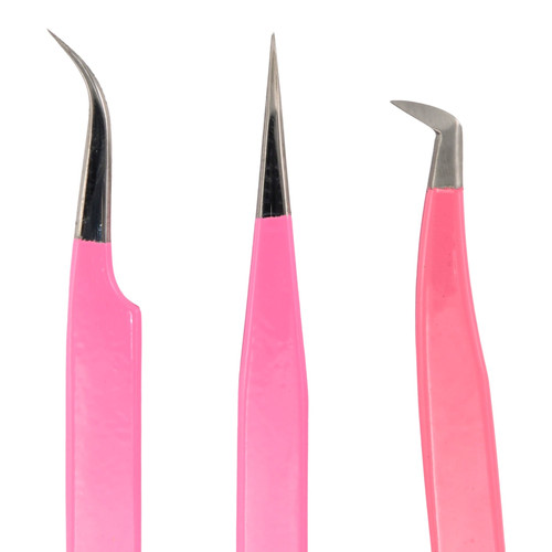 Platinum Pink Tweezers (Deluxe Set) LashedByE