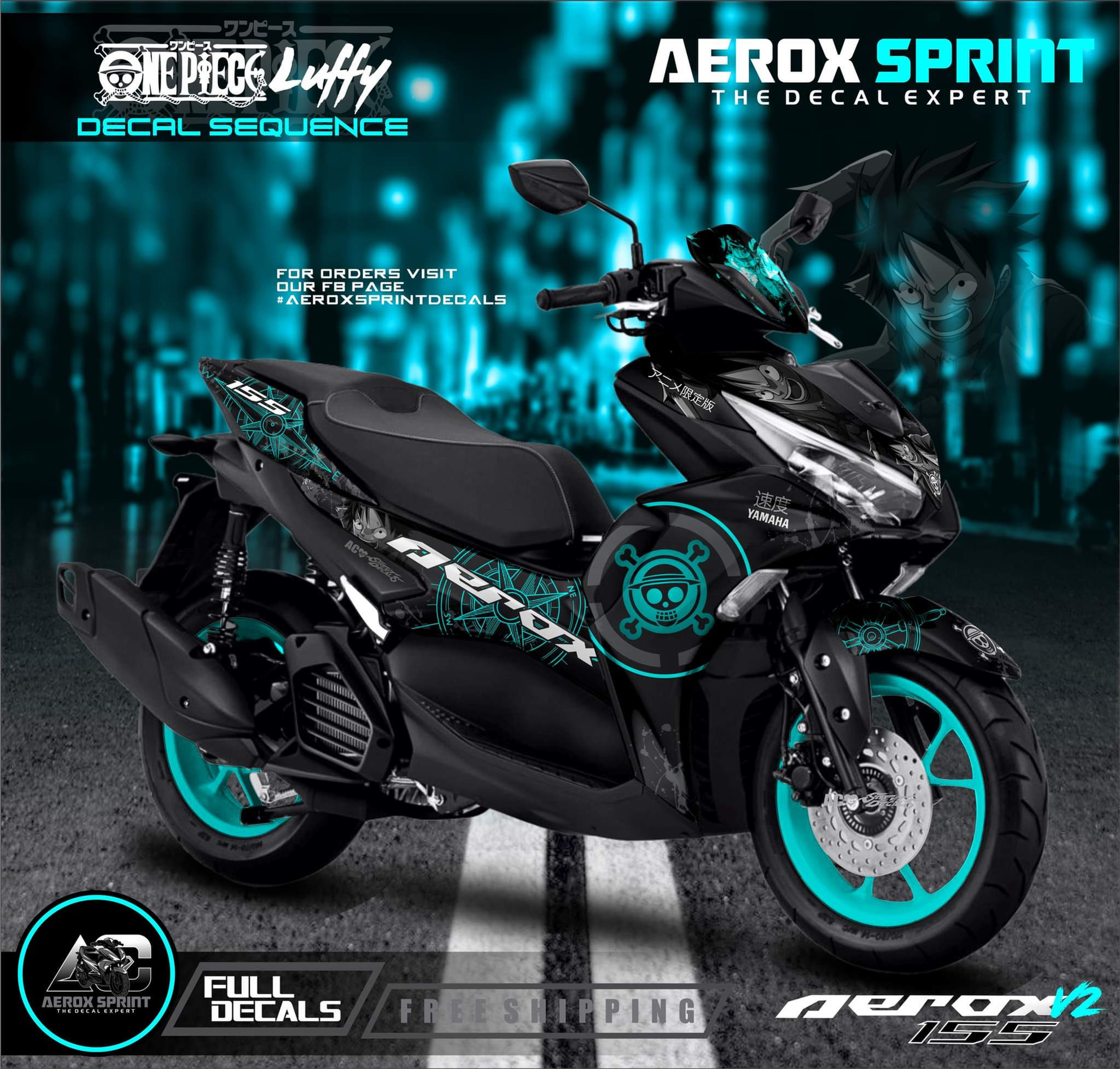 Aerox V2 Monkey D Luffy Decals