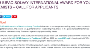 2023 IUPAC-SOLVAY INTERNATIONAL AWARD FOR YOUNG CHEMISTS