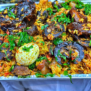 Native Jollof Made With Dried Fish, Prawns, Snail Assortment & Meat
