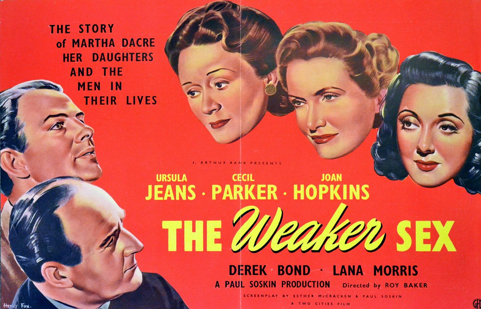 Source: IMDb.com | The Weaker Sex is a 1948 British drama film directed by Roy Ward Baker and starring Ursula Jeans, Cecil Parker and Joan Hopkins.