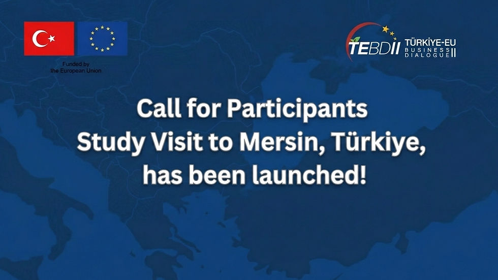 In the framework of the Türkiye–EU Business Dialogue II (TEBD II) project, we are launching a new call for participants from EU Chambers to attend the Study Visit to Mersin, Türkiye.
