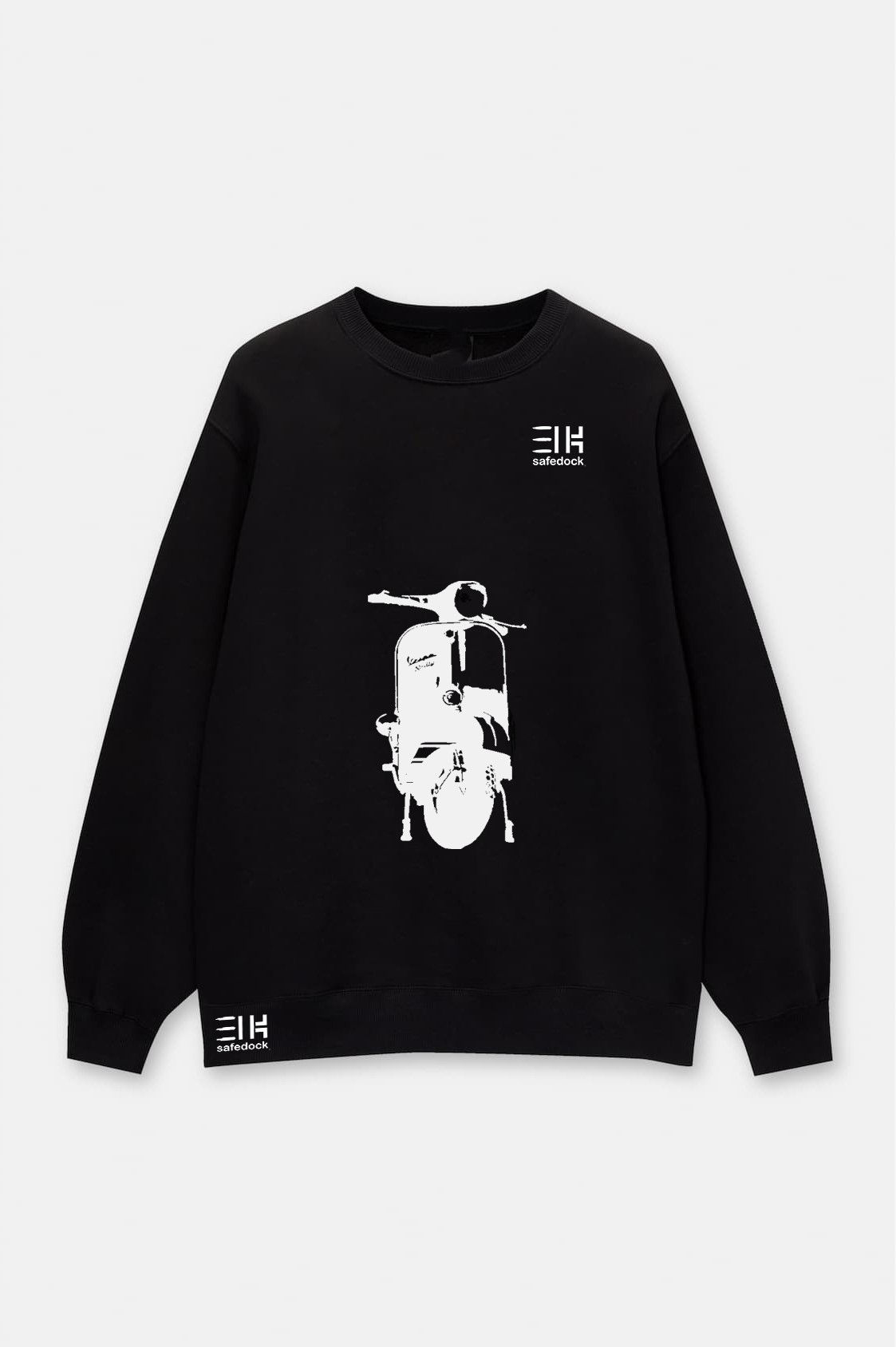 Safedock siyah baskılı Unisex Sweatshirt