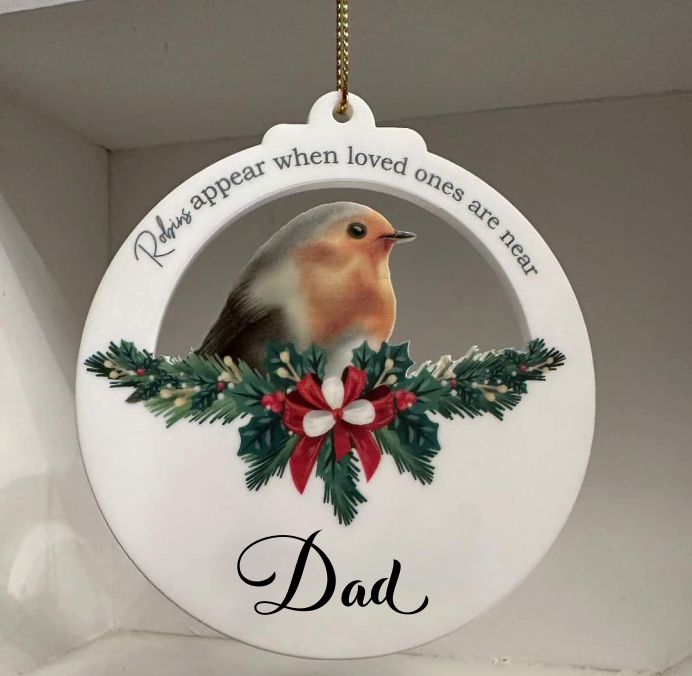 Thumbnail: Personalised Tree Decoration Robins Appear