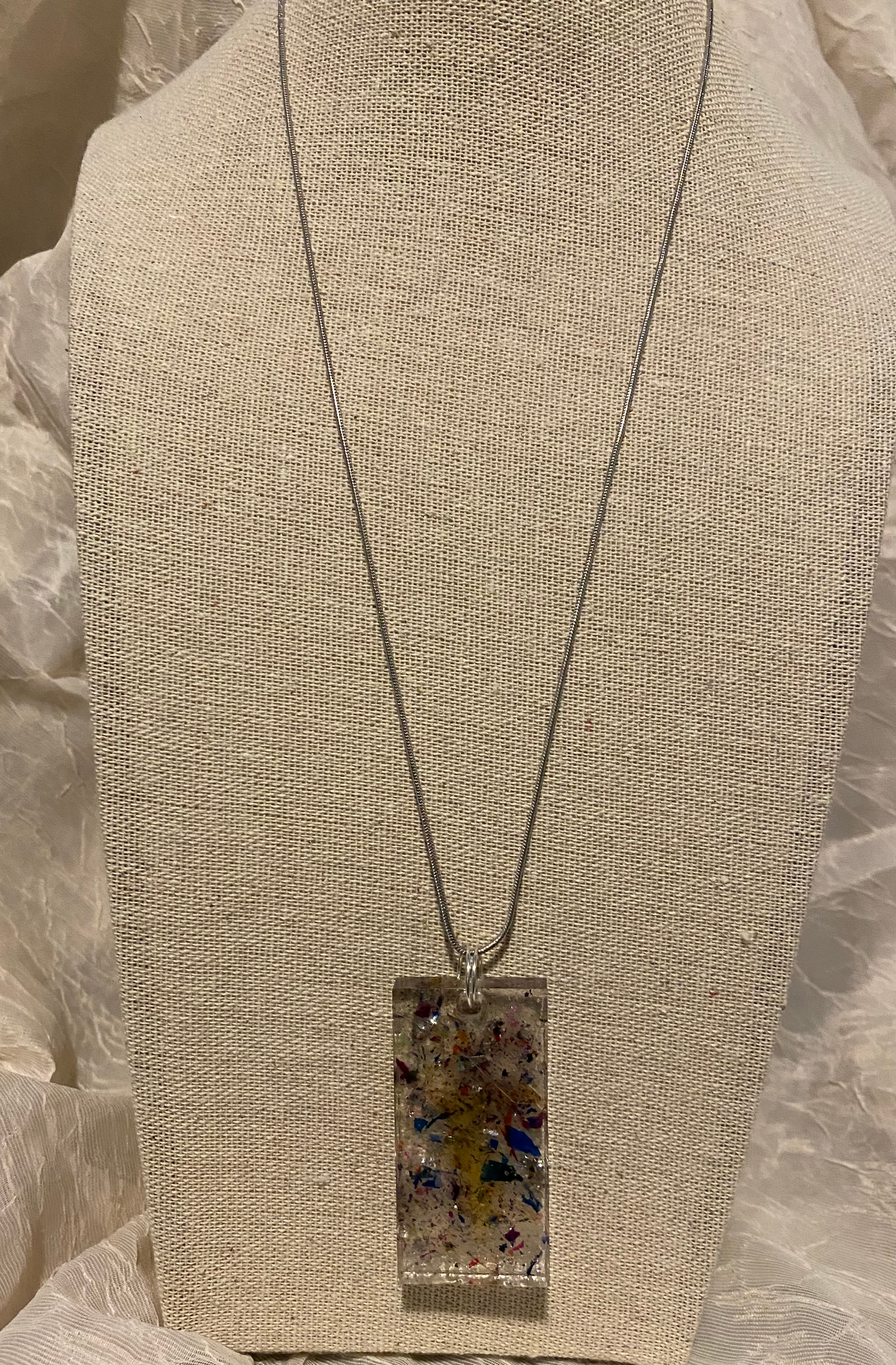 Mosaic Acrylic Resin pendant with chain
