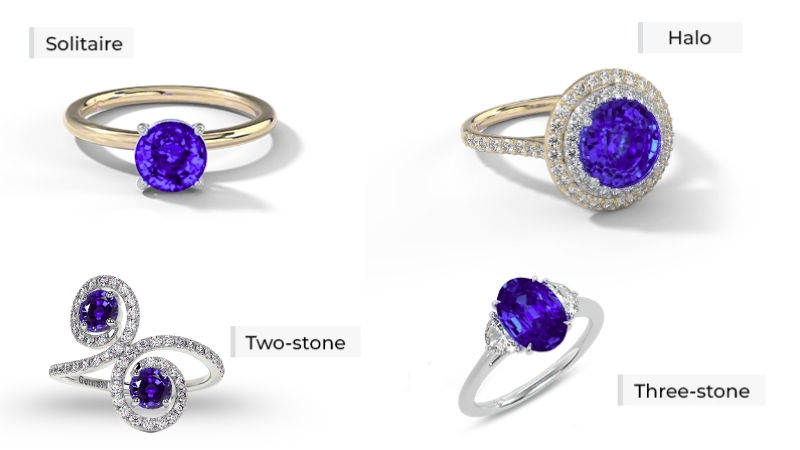 different tanzanite rings