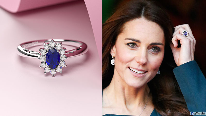Kate Middleton wearing sapphire engagement ring