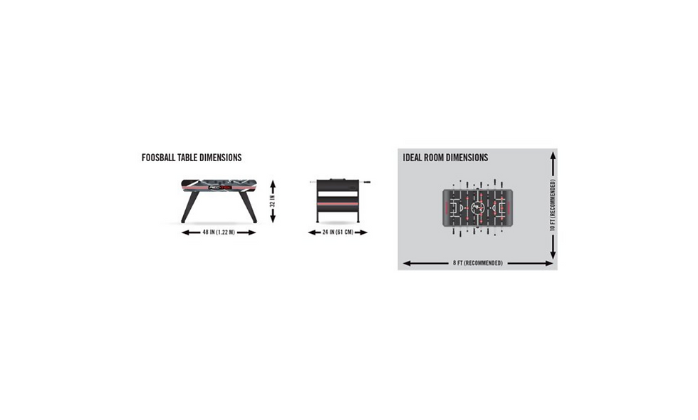 rek tek foosball table diemension