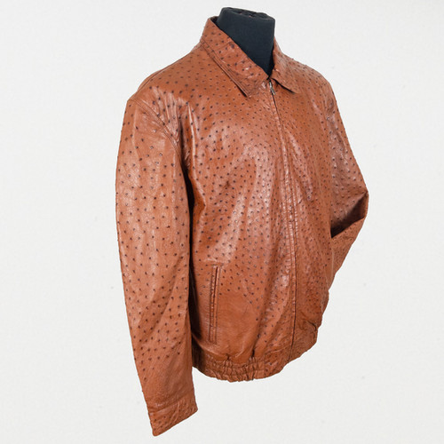 casual cognac ostrich jacket R&R World Exotic Leather