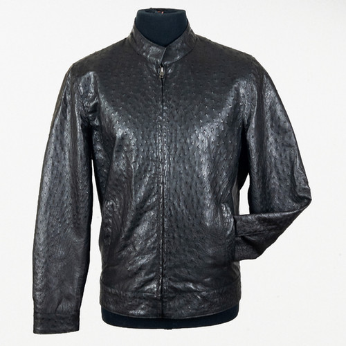 classic black ostrich jacket R&R World Exotic Leather