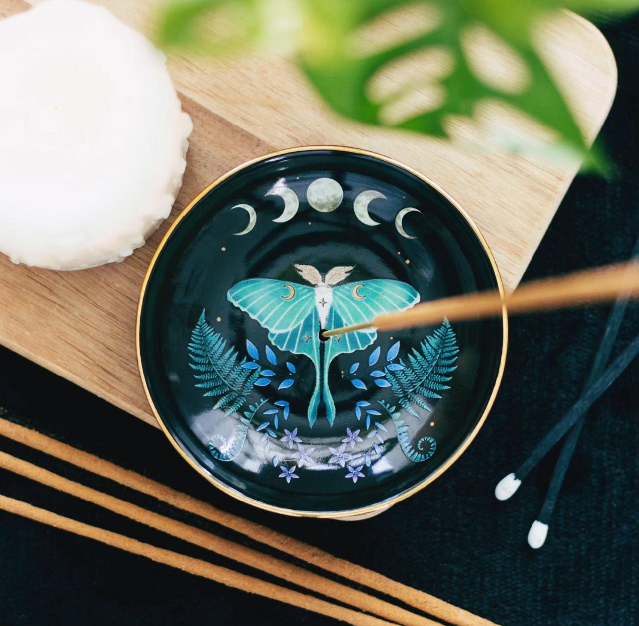 Luna Moth Ceramic Incense Plate