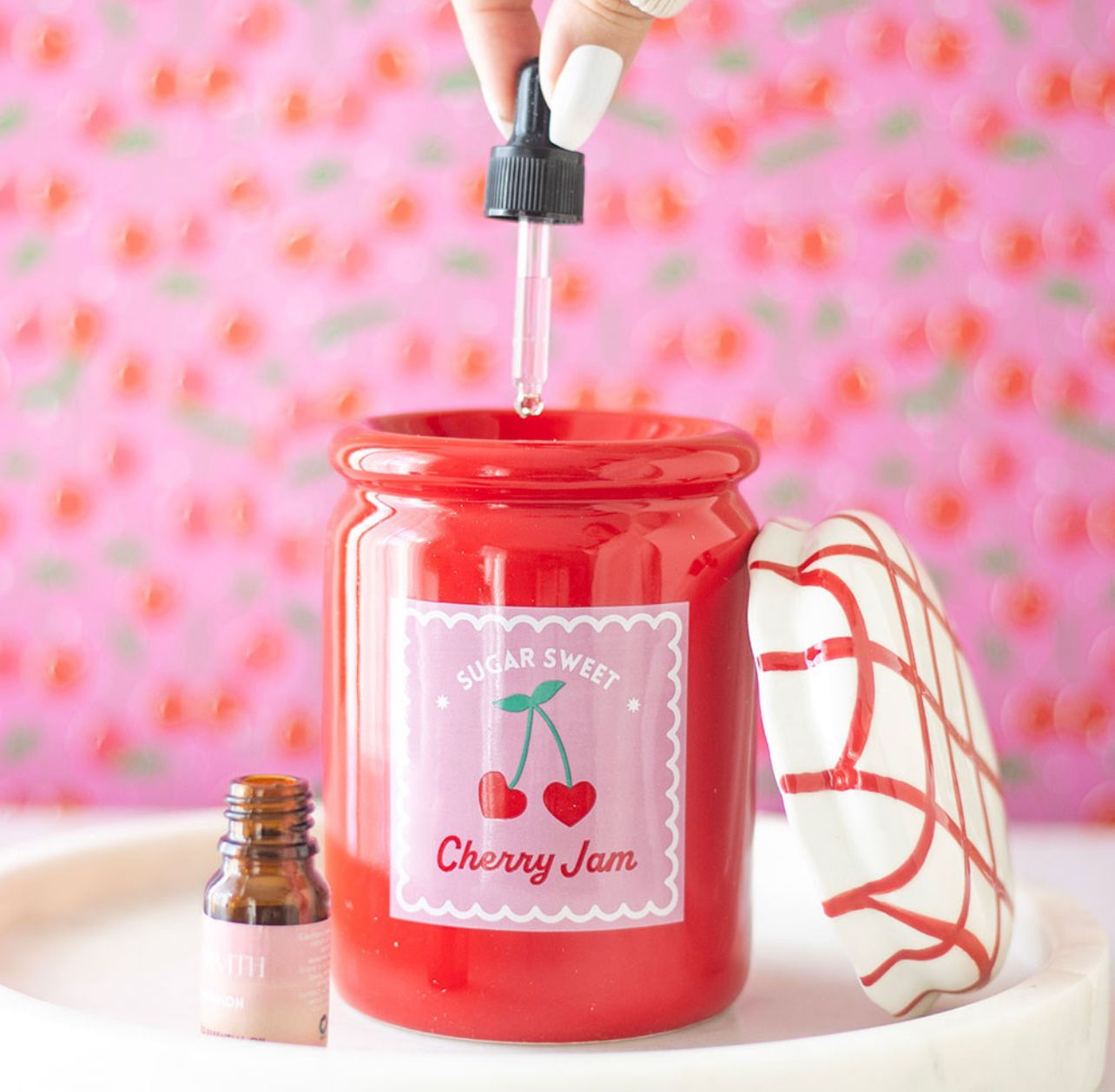 Cherry Jam Jar Oil/Wax Burner