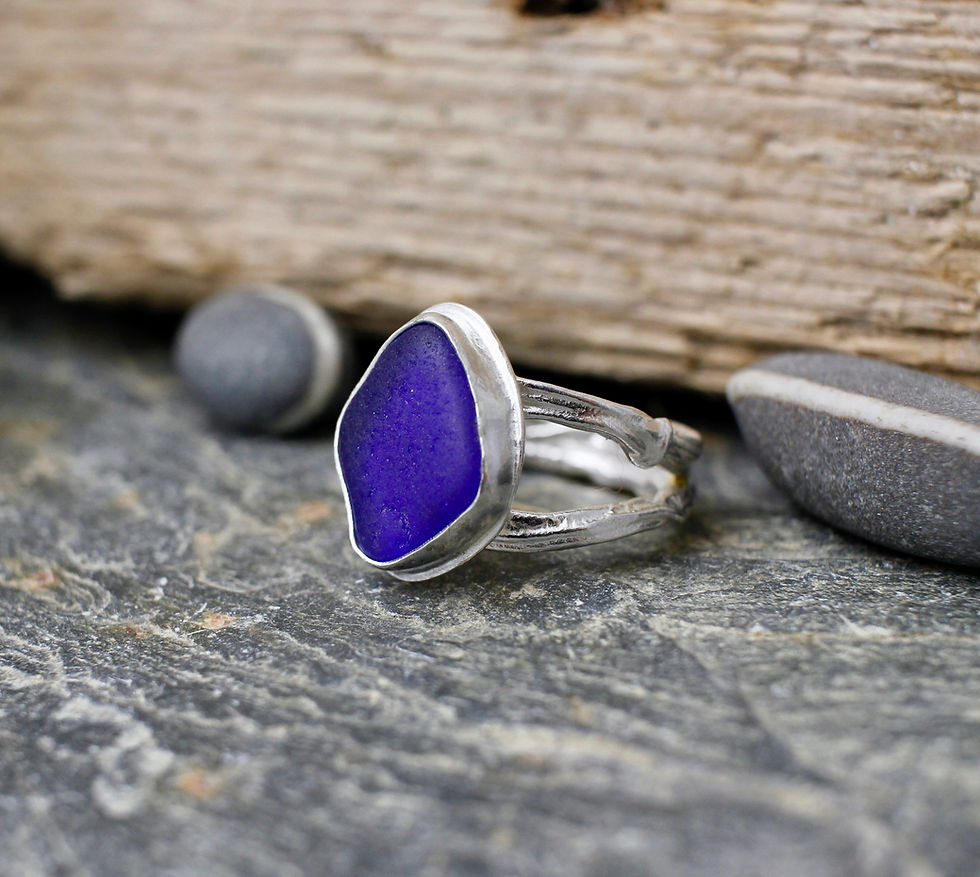 Thumbnail: Cobalt Blue Sea glass Ring, Marsha Drew Jewellery