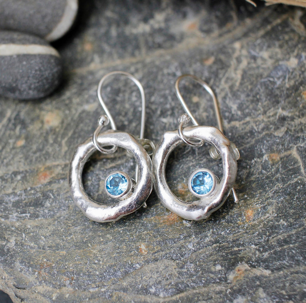 Thumbnail: Topaz Halo Earrings, Handmade in recycled sterling silver