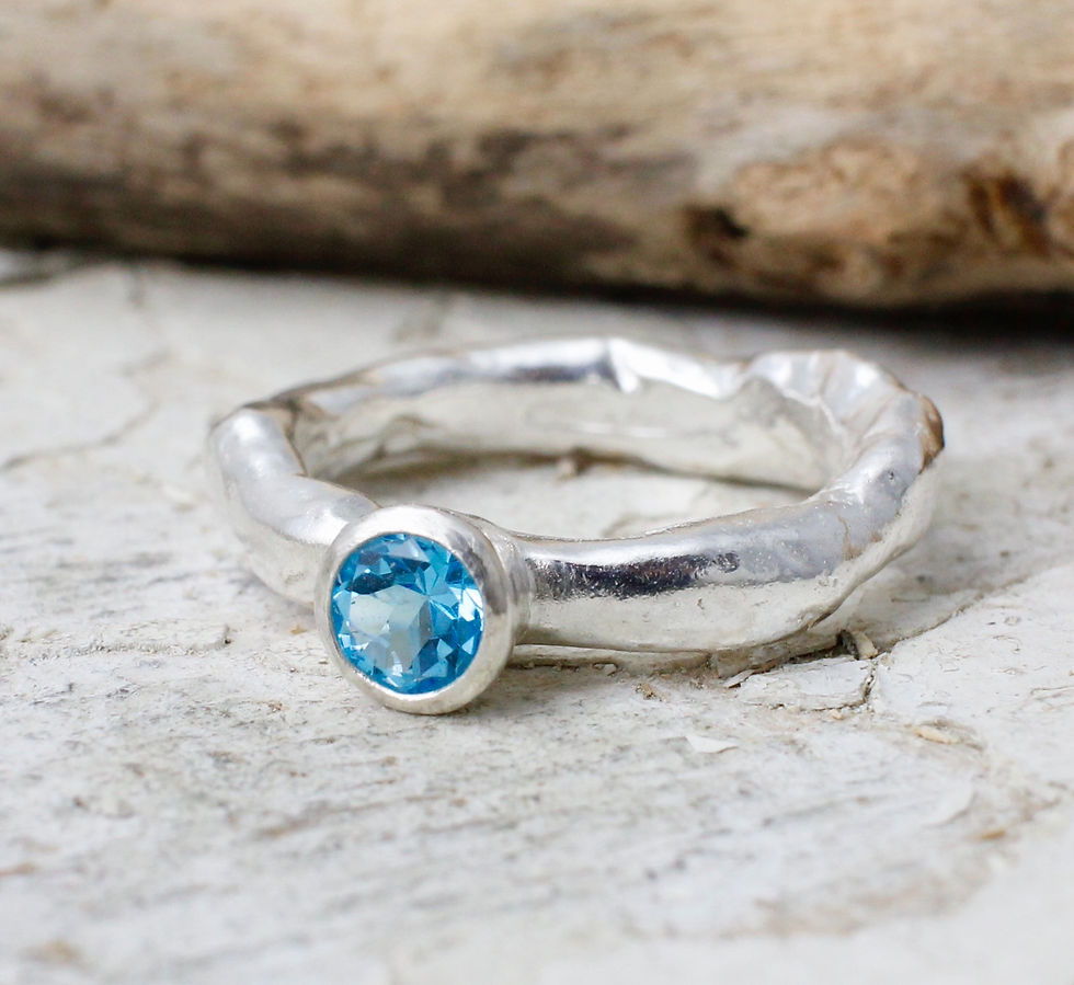 Thumbnail: Rustic Ring With Swiss Blue Topaz